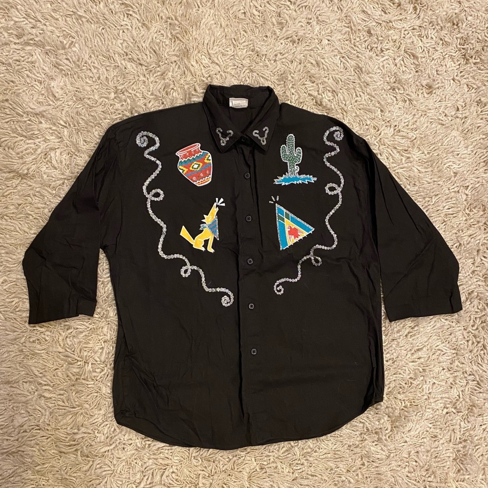 Vintage the shirt company woman’s shirt blouse, Black, size L